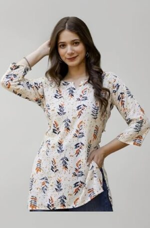 Women's Short Kurti in TopsTunic Rayon Cotton Blend